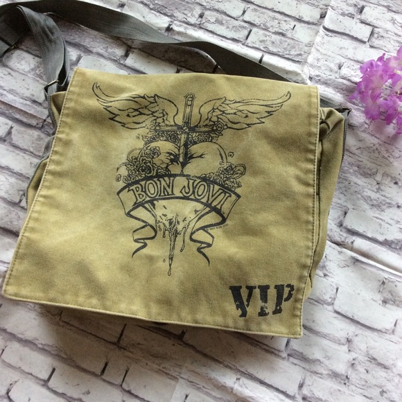 πΈ BON JOVI ARMY MESSENAGER CROSSBODY BAG VIP PUNK - Picture 7 of 8